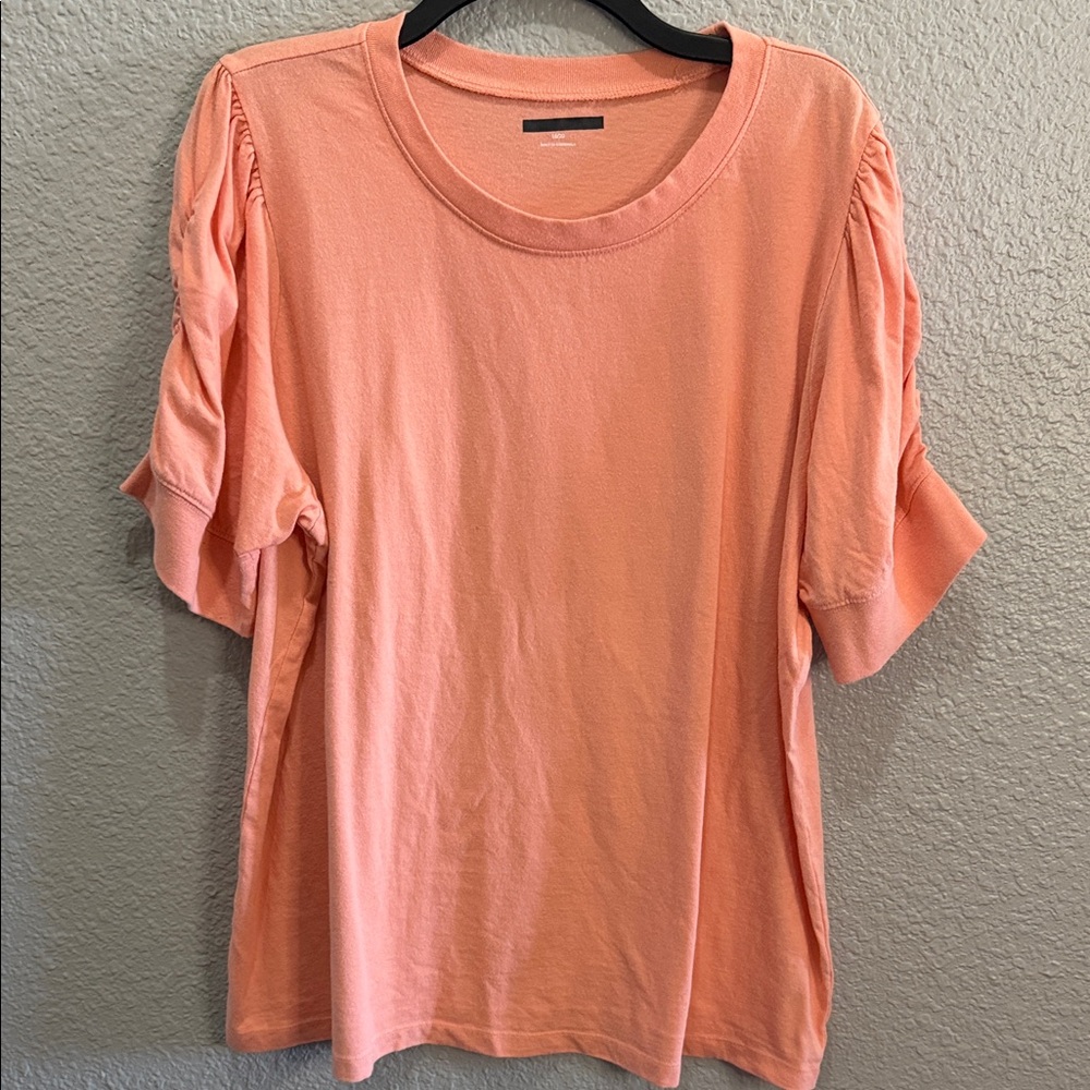 Lane Bryant Women’s Peach Short Sleeve Ruffle Sleeve Top size 18/20